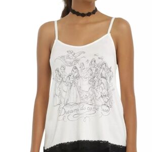 Disney Princess Cami Tank Top White Lace Trim Small Magical Y2K Fairy Grunge